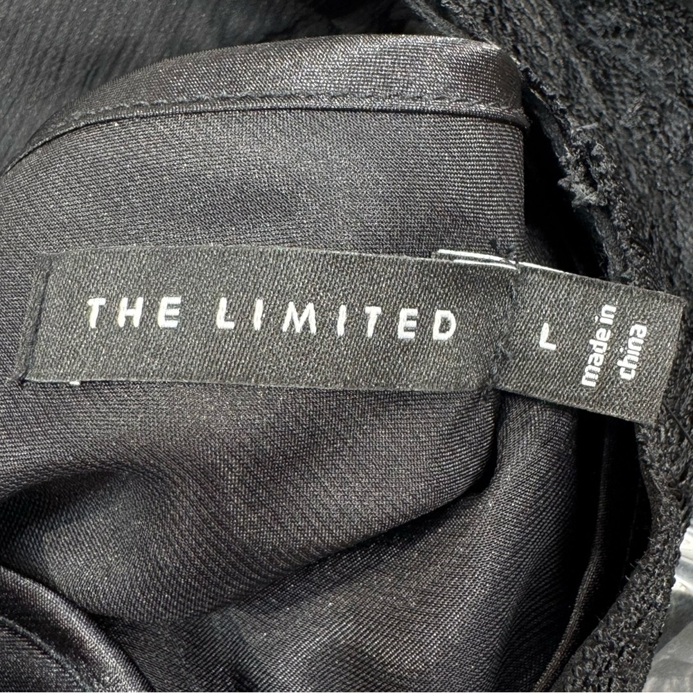 SOLD Black Sheer Silk Short Sleeve Blouse Lace Trim The Limited, Large, Camisole - Picture 4 of 16